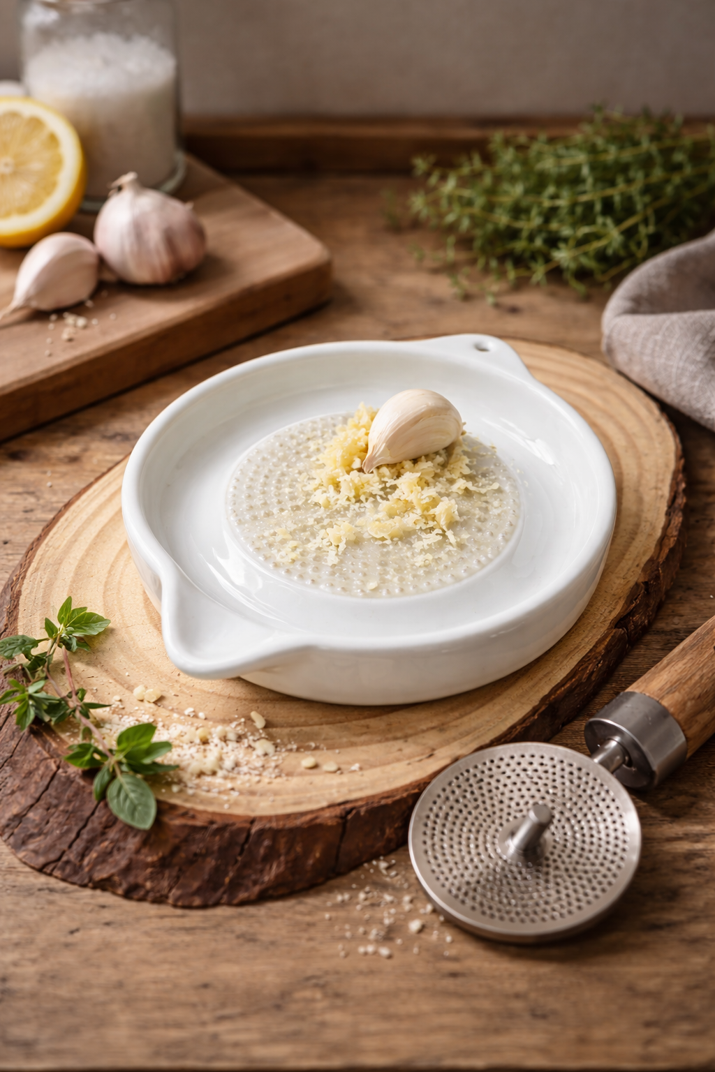 Keramik Reibeteller für Knoblauch, Ingwer und Gemüse