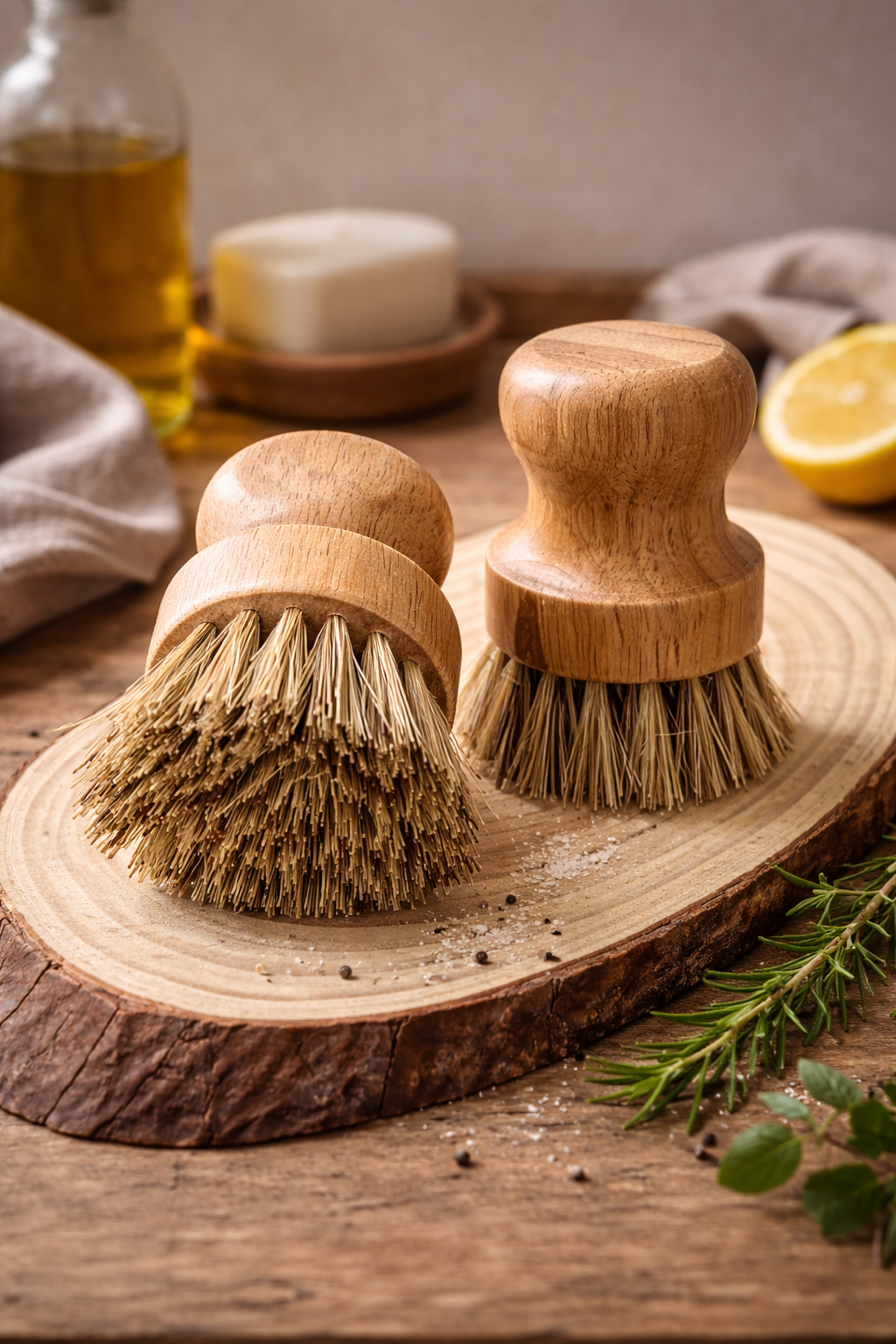Topfbürste aus massivem Holz & natürlichen Kokosfasern
