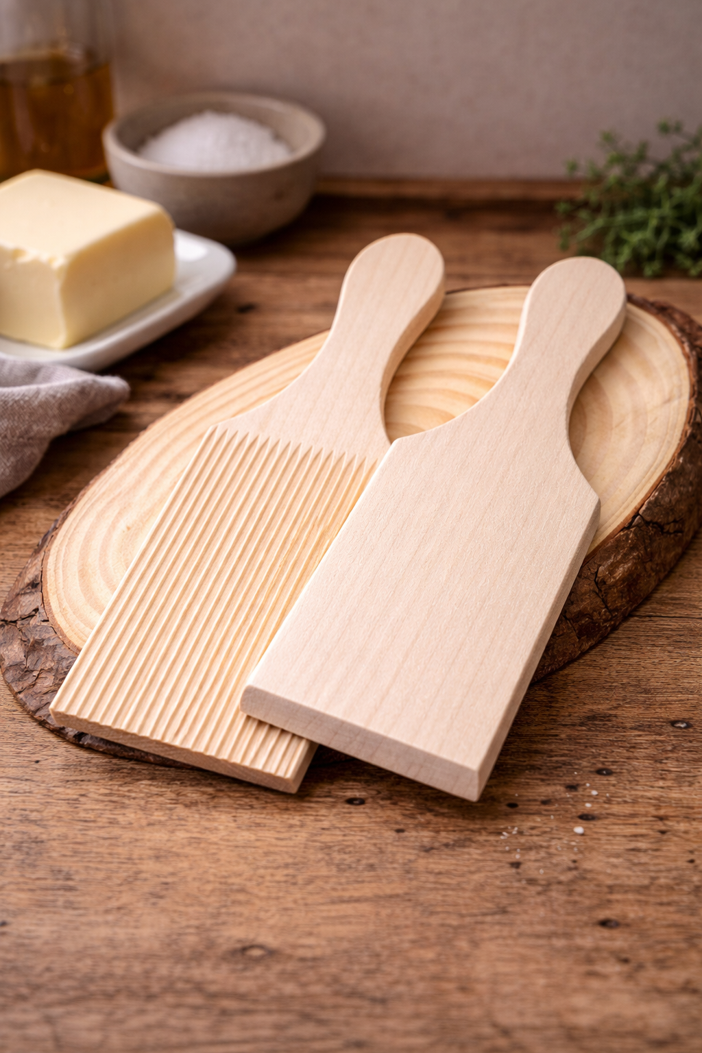 Butterkugelformer 1 Paar Buchenholz 18 cm