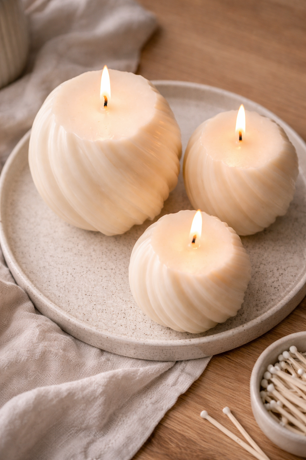 Kerze "Swirl" groß aus Bio-Sojawachs