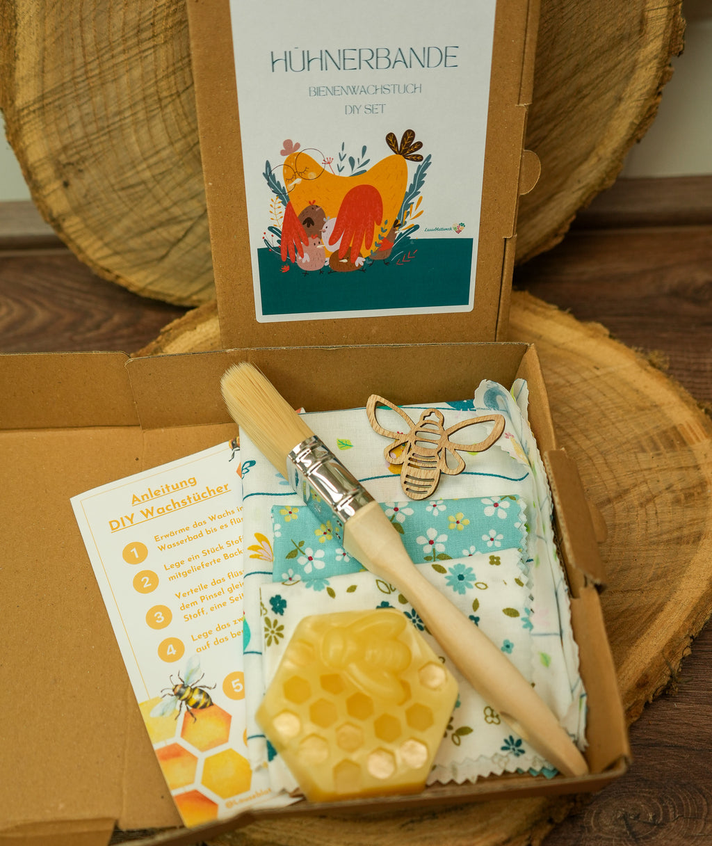 DIY Bienenwachstuch-Set "Hühnerbande" 3er Set zum Selbermachen