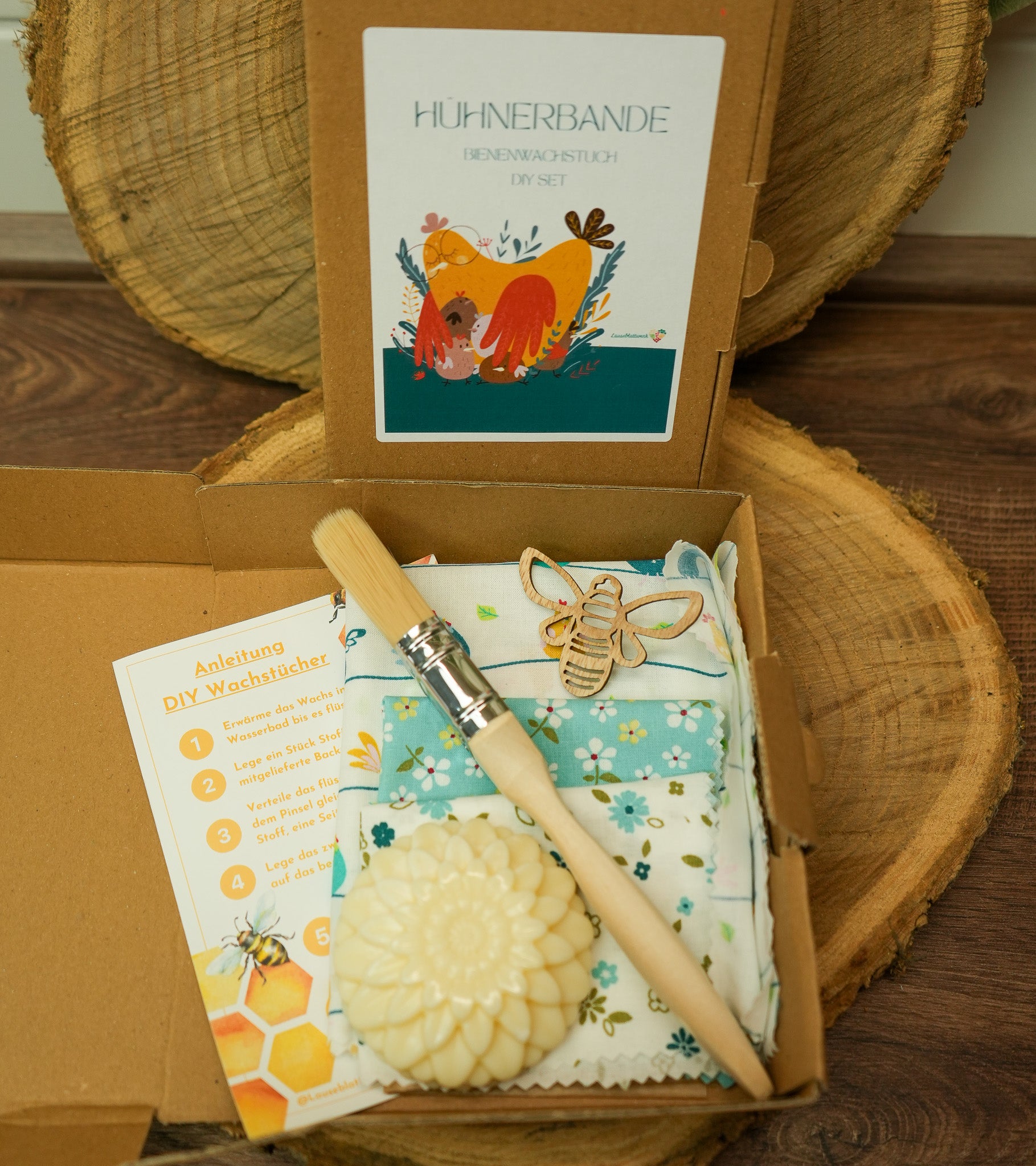 DIY Bienenwachstuch-Set "Happy Bunny" 3er Set zum Selbermachen * vegane Variante mit Sojawachs*