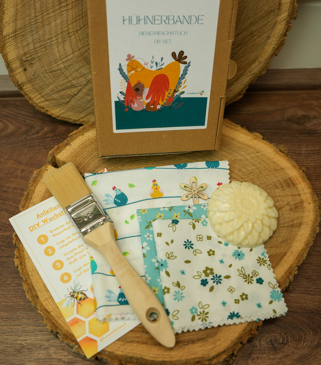 DIY Bienenwachstuch-Set "Happy Bunny" 3er Set zum Selbermachen * vegane Variante mit Sojawachs*