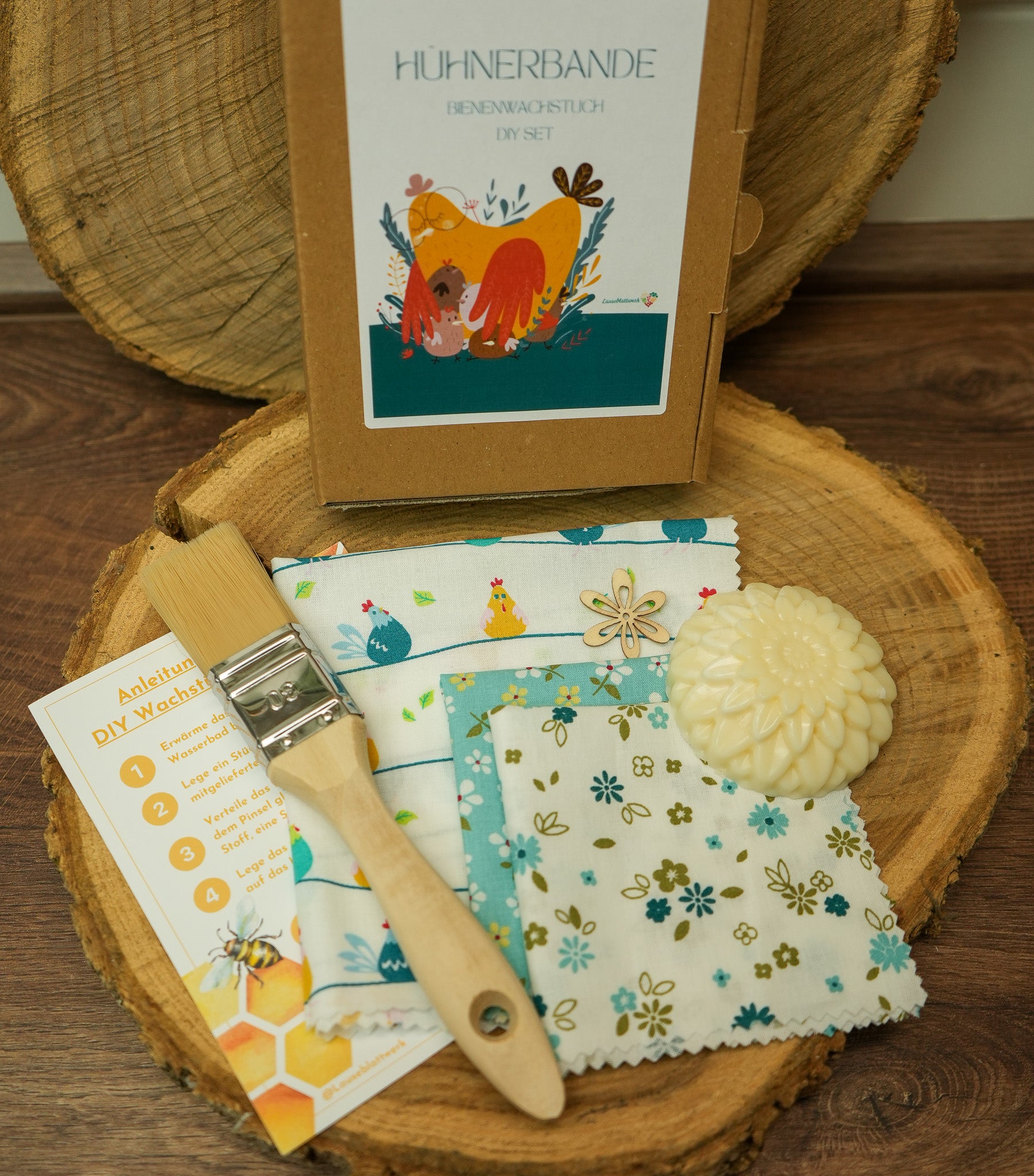 DIY Bienenwachstuch-Set "Happy Bunny" 3er Set zum Selbermachen * vegane Variante mit Sojawachs*