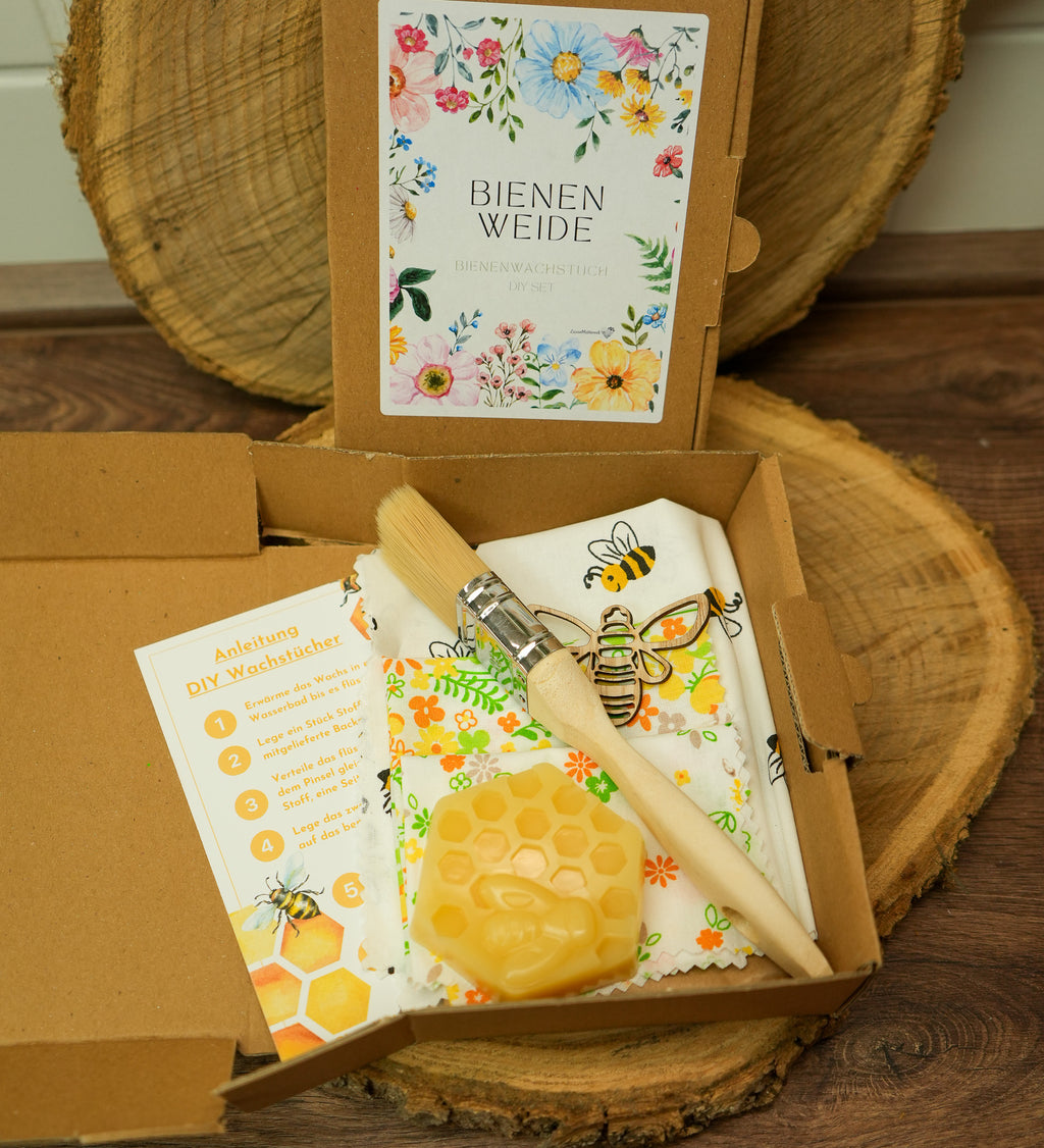 DIY Bienenwachstuch-Set "Bienenweide" 3er Set zum Selbermachen
