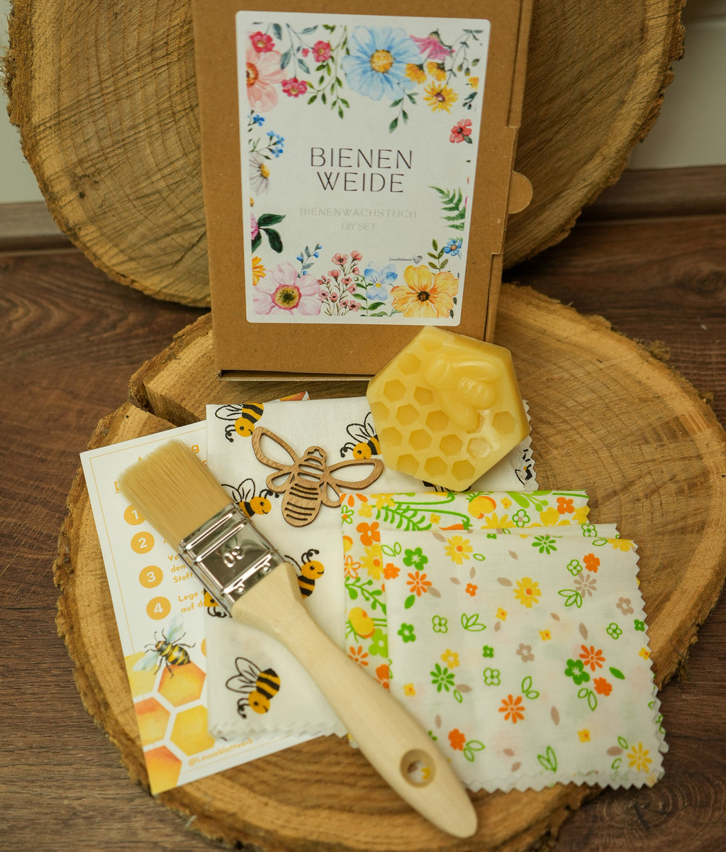 DIY Bienenwachstuch-Set "Bienenweide" 3er Set zum Selbermachen