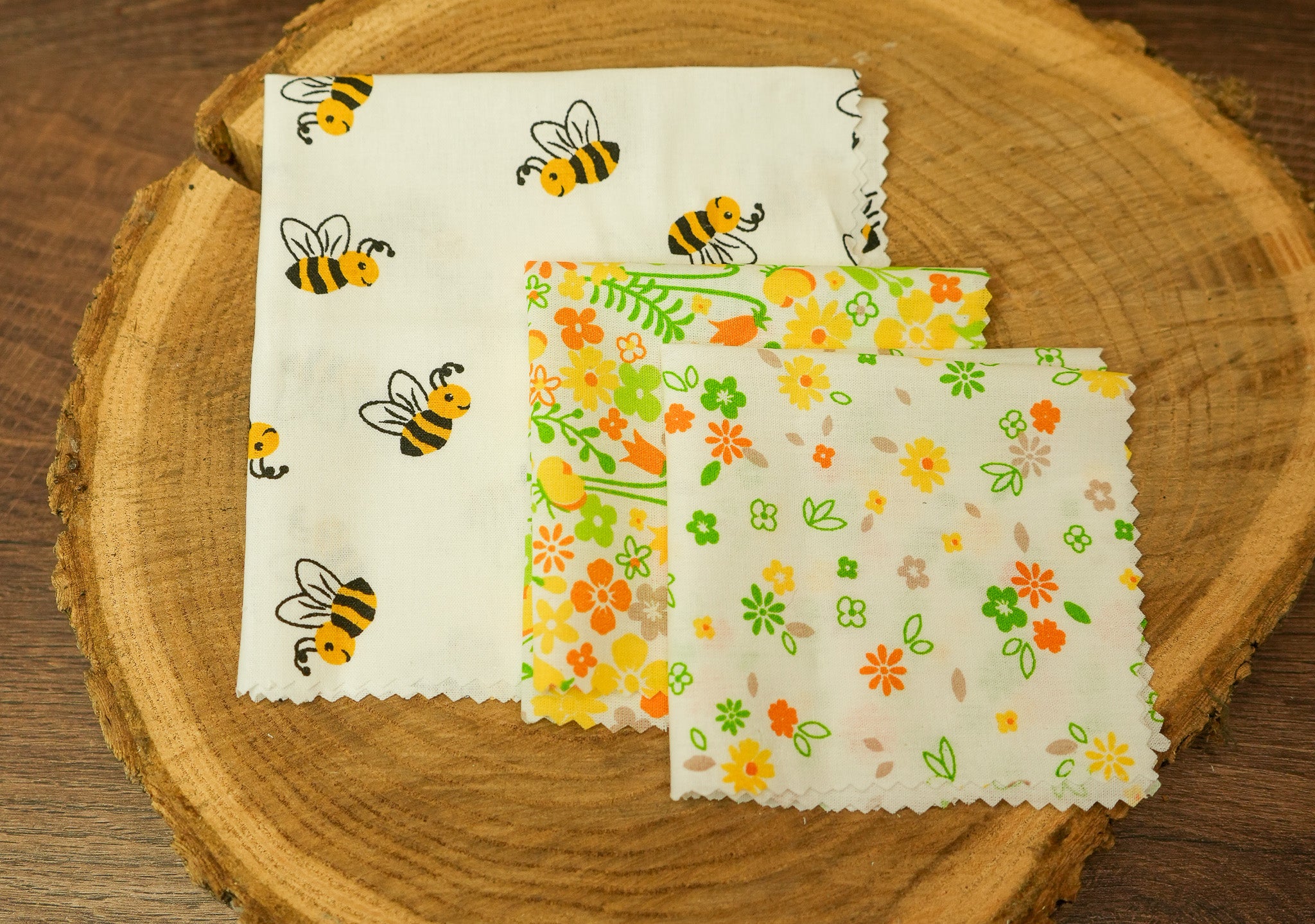 DIY Bienenwachstuch-Set "Bienenweide" 3er Set zum Selbermachen * vegane Variante mit Sojawachs*