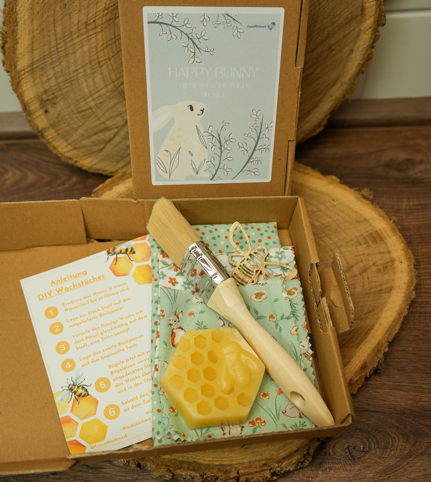 DIY Bienenwachstuch-Set "Happy Bunny" 3er Set zum Selbermachen