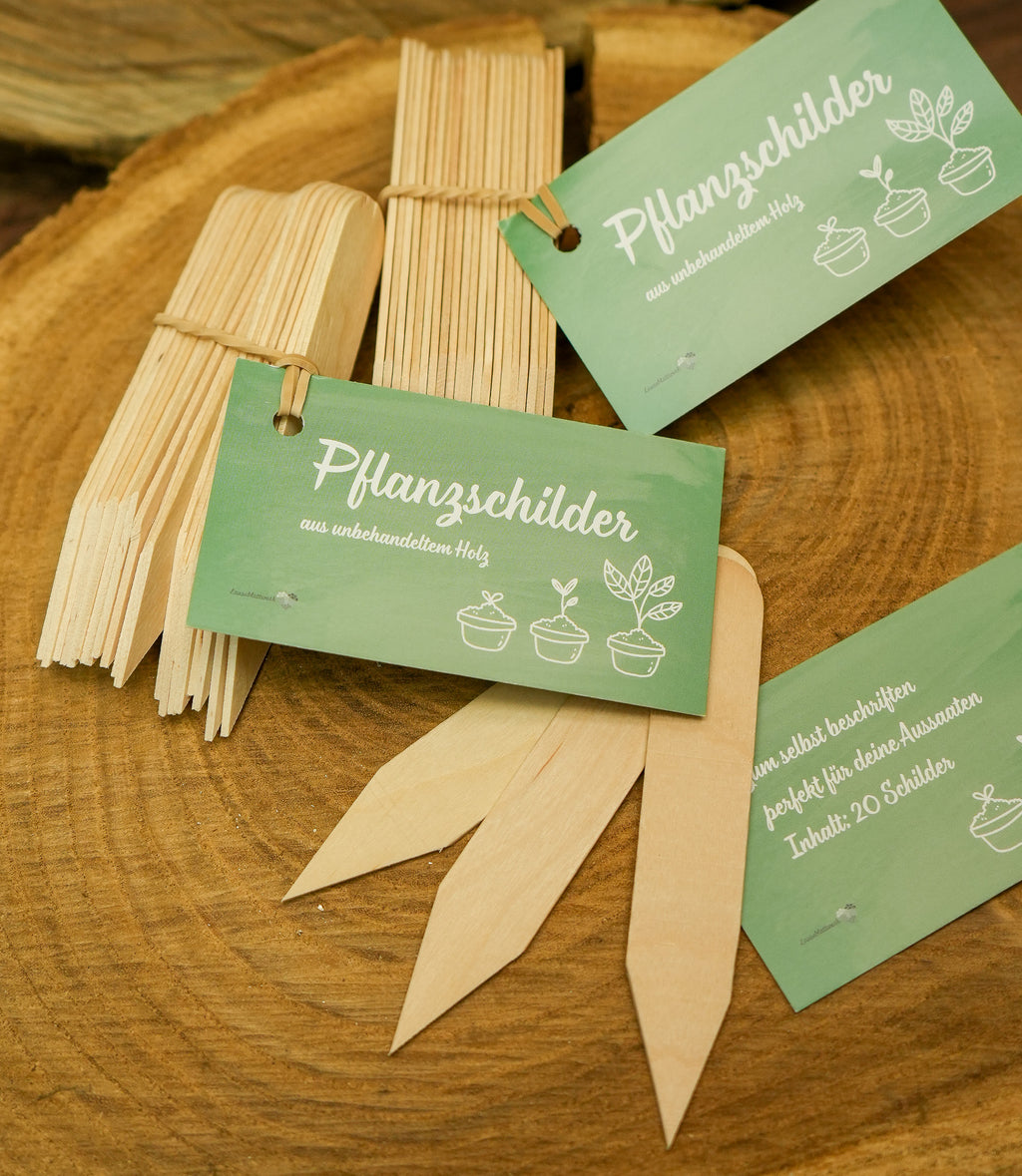 20 Pflanzenschilder aus unbehandeltem Holz im Set