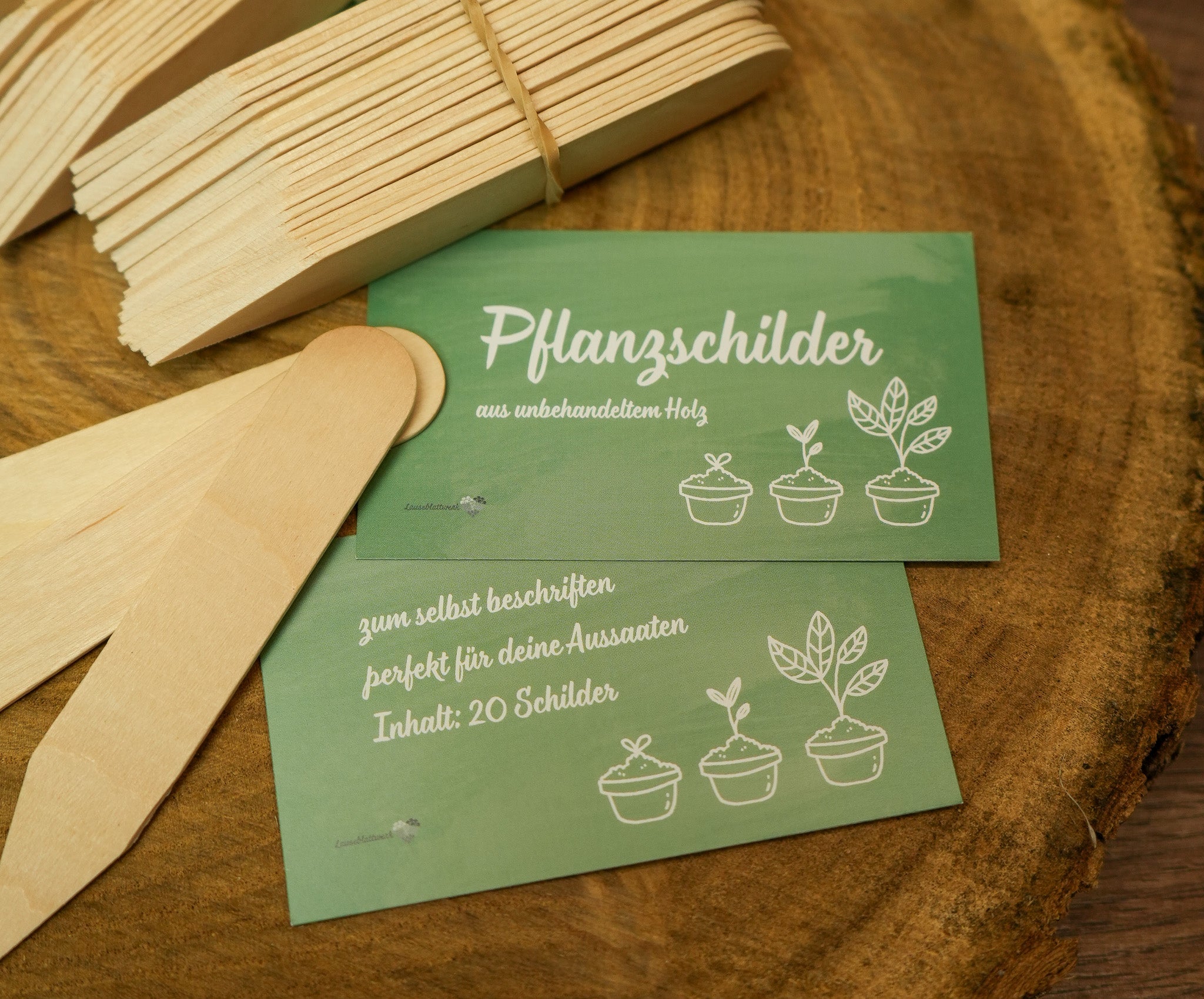 20 Pflanzenschilder aus unbehandeltem Holz im Set