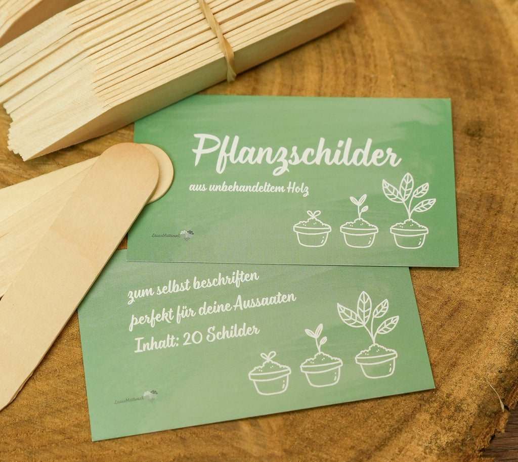 20 Pflanzenschilder aus unbehandeltem Holz im Set