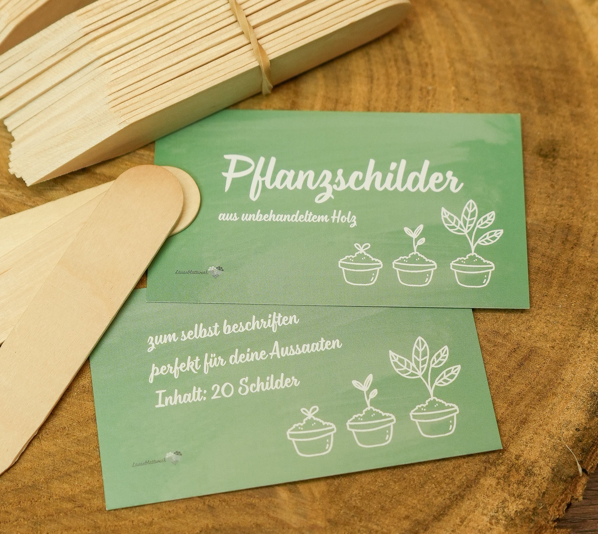 20 Pflanzenschilder aus unbehandeltem Holz im Set