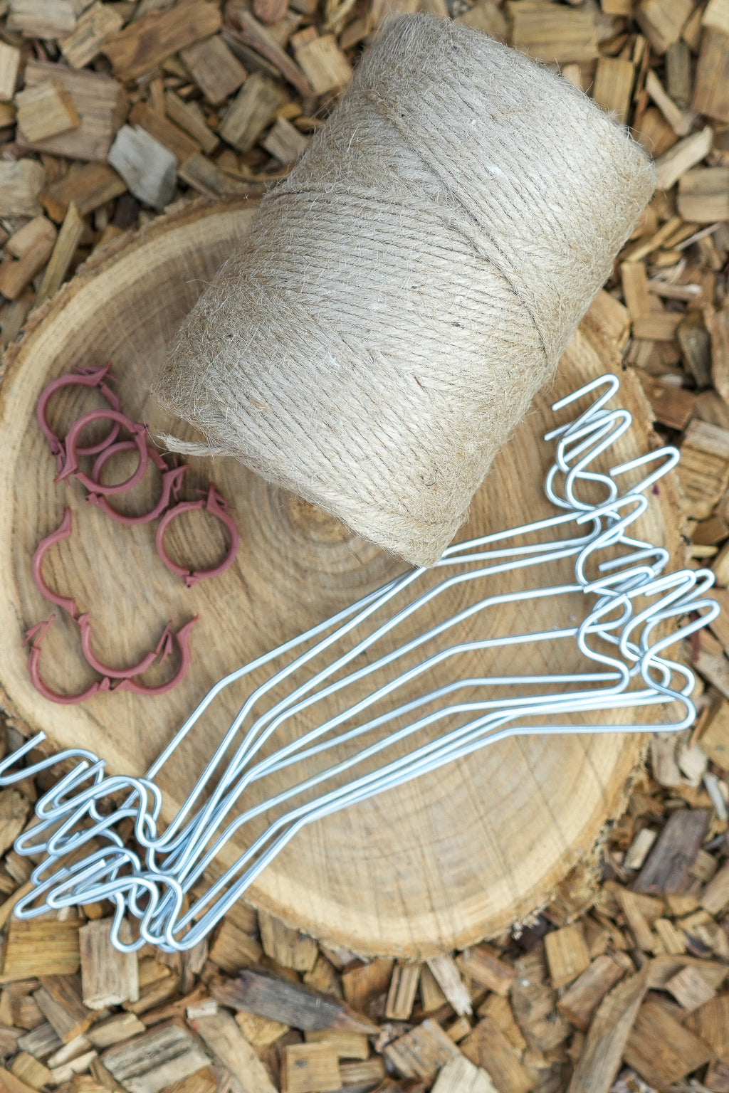 Tomatenhaken Starter Set 10er -  10 Tomatenhaken, -Clips und Profi-Jute