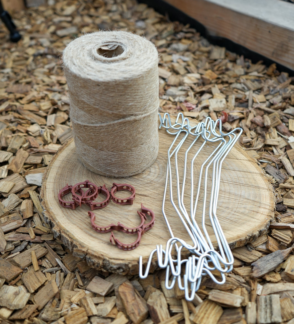 Tomatenhaken Starter Set 10er -  10 Tomatenhaken, -Clips und Profi-Jute