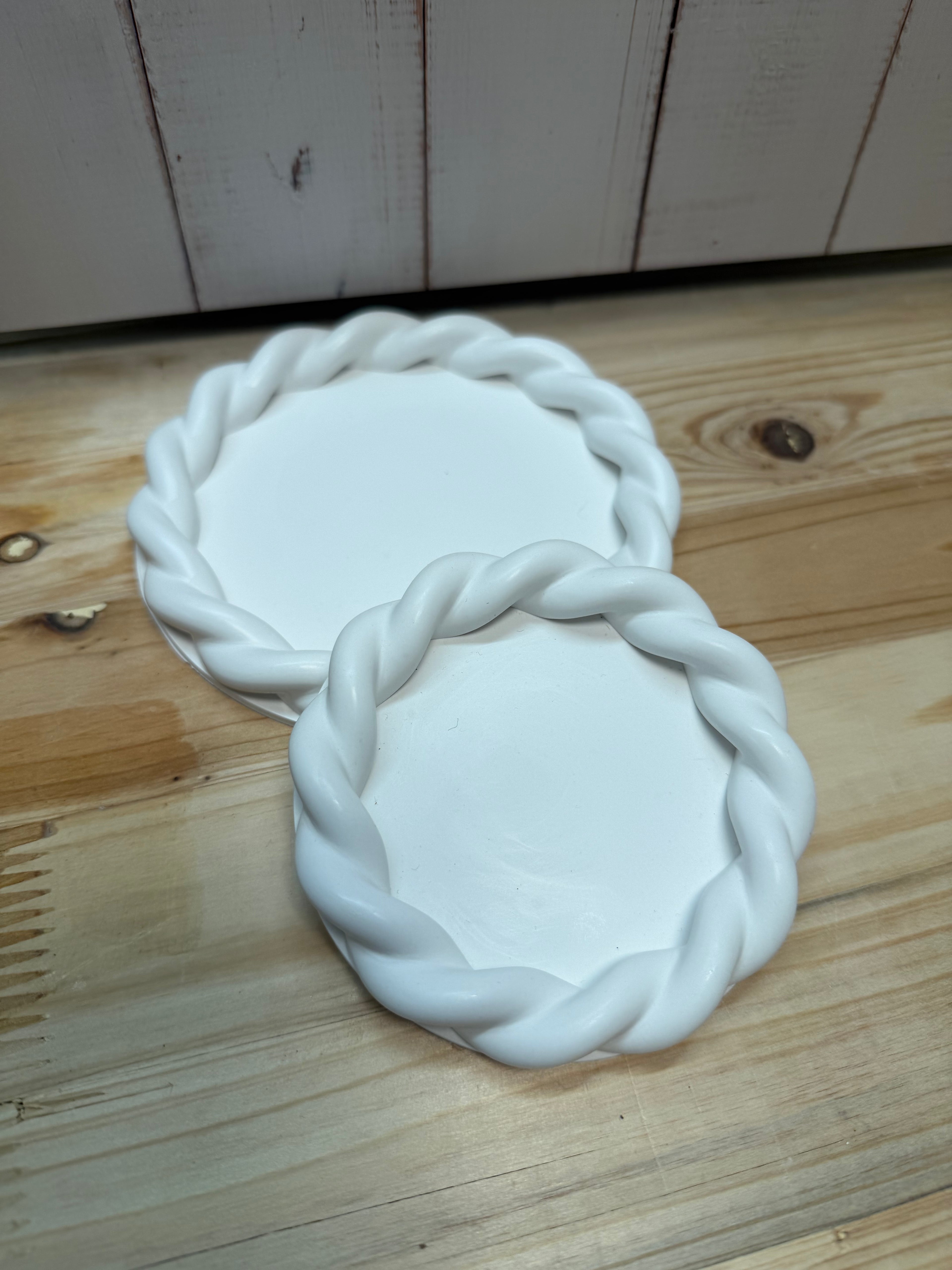 Kerzenteller 2er Set "Soft Twist" weiß