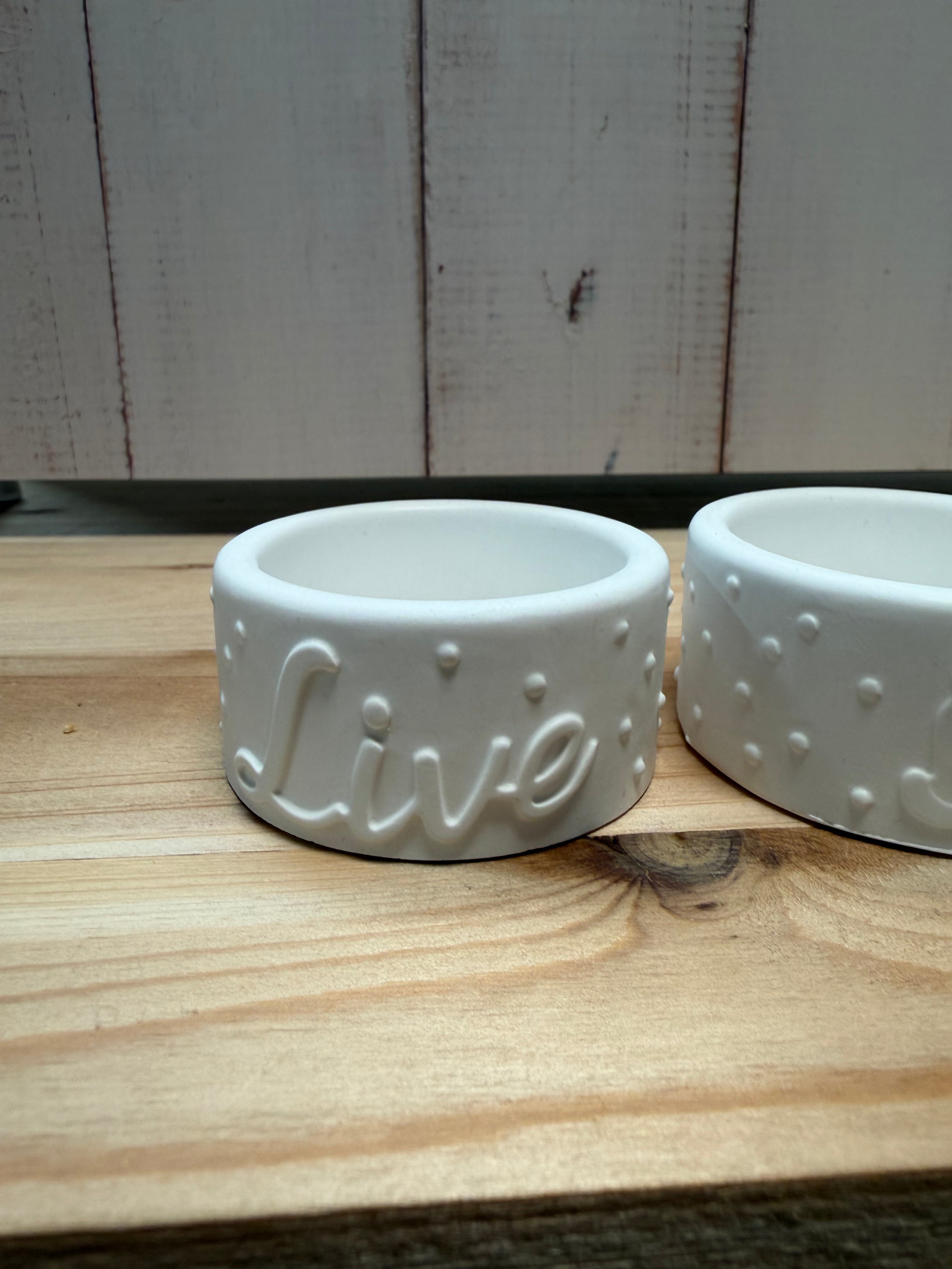Teelichthalter 4er Set "Love, Live, Hope, Pray"