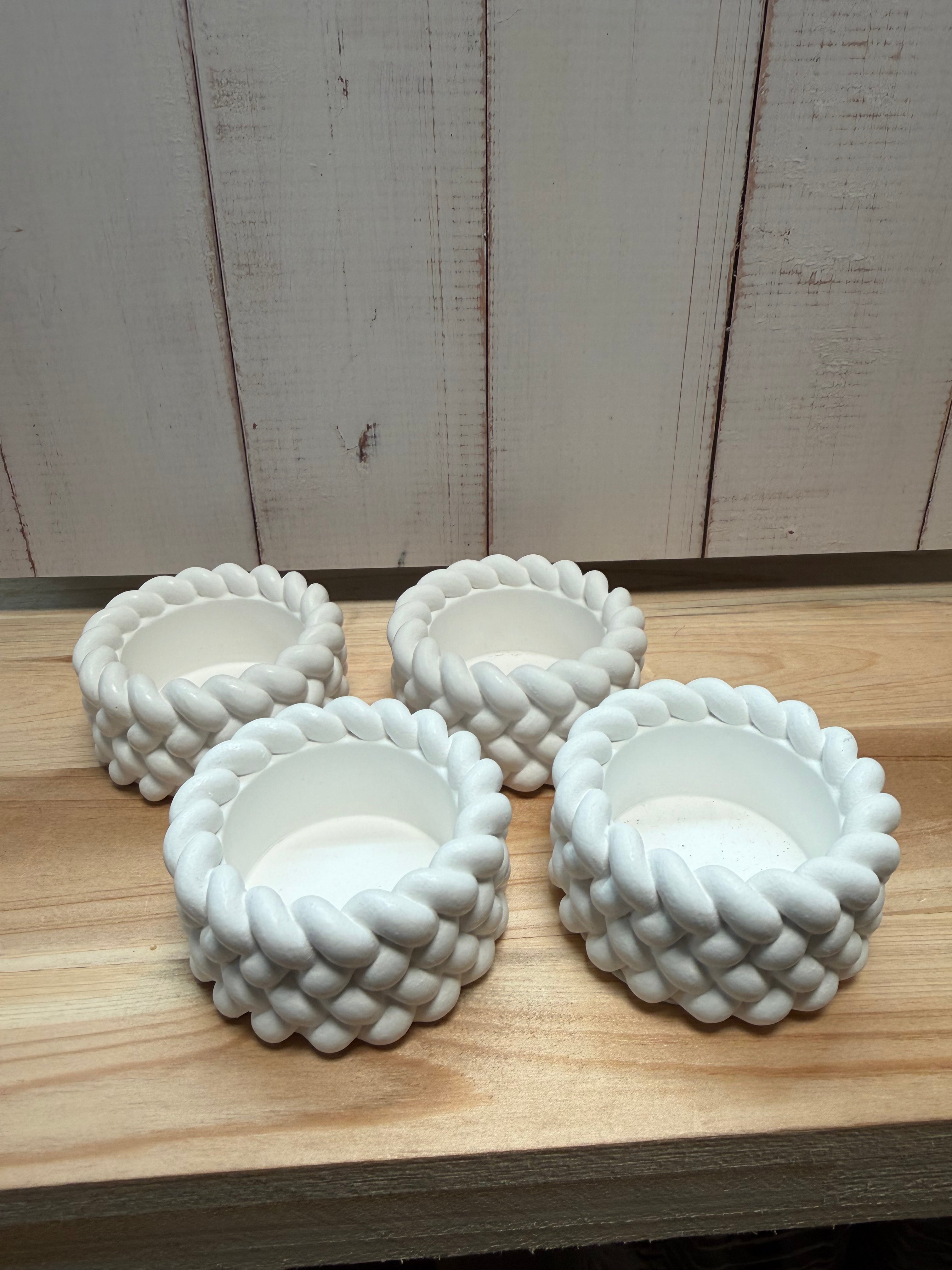 Teelichthalter 4er Set "kleines Geflecht"