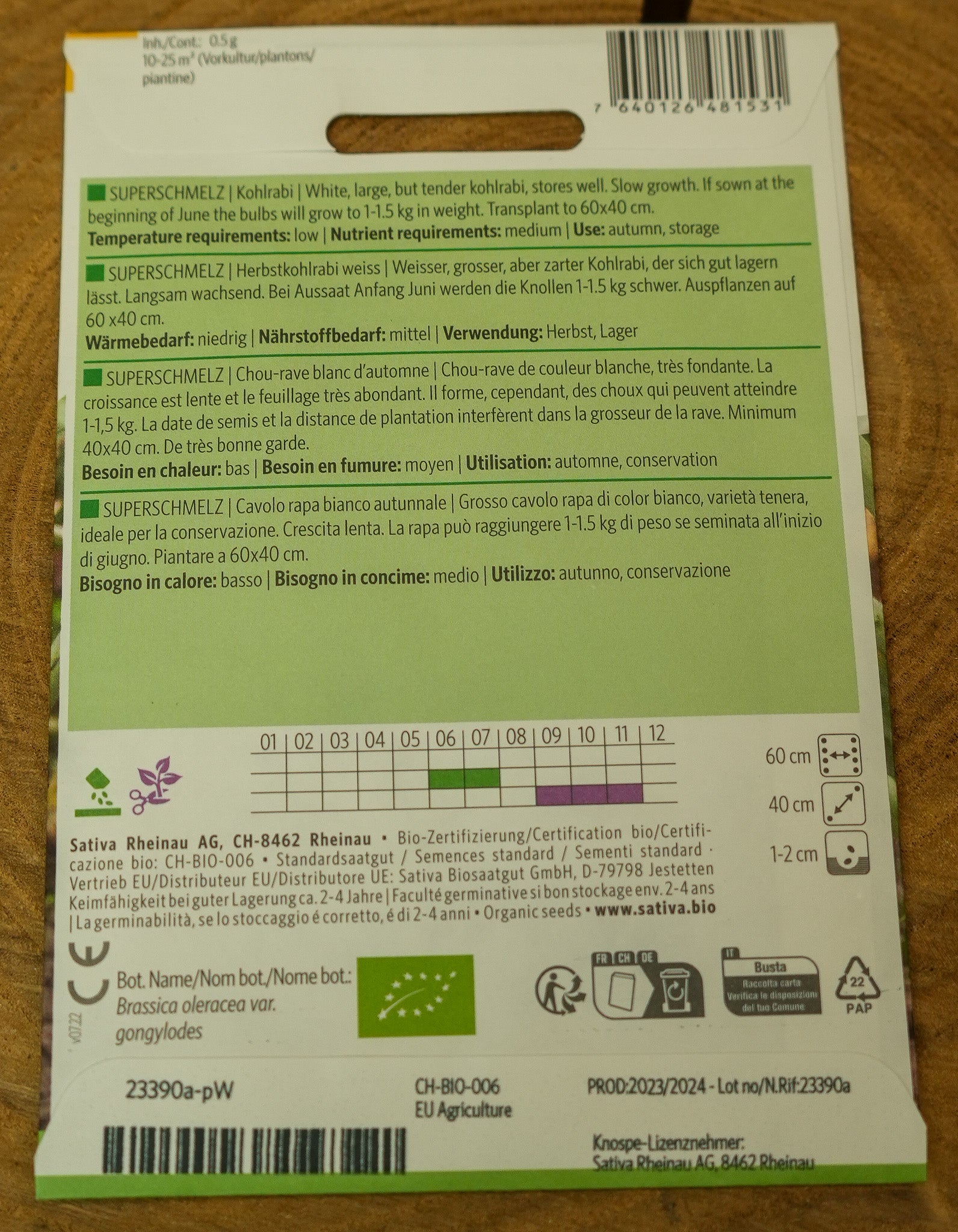 Kohlrabi "Superschmelz" Sativa Saatgut