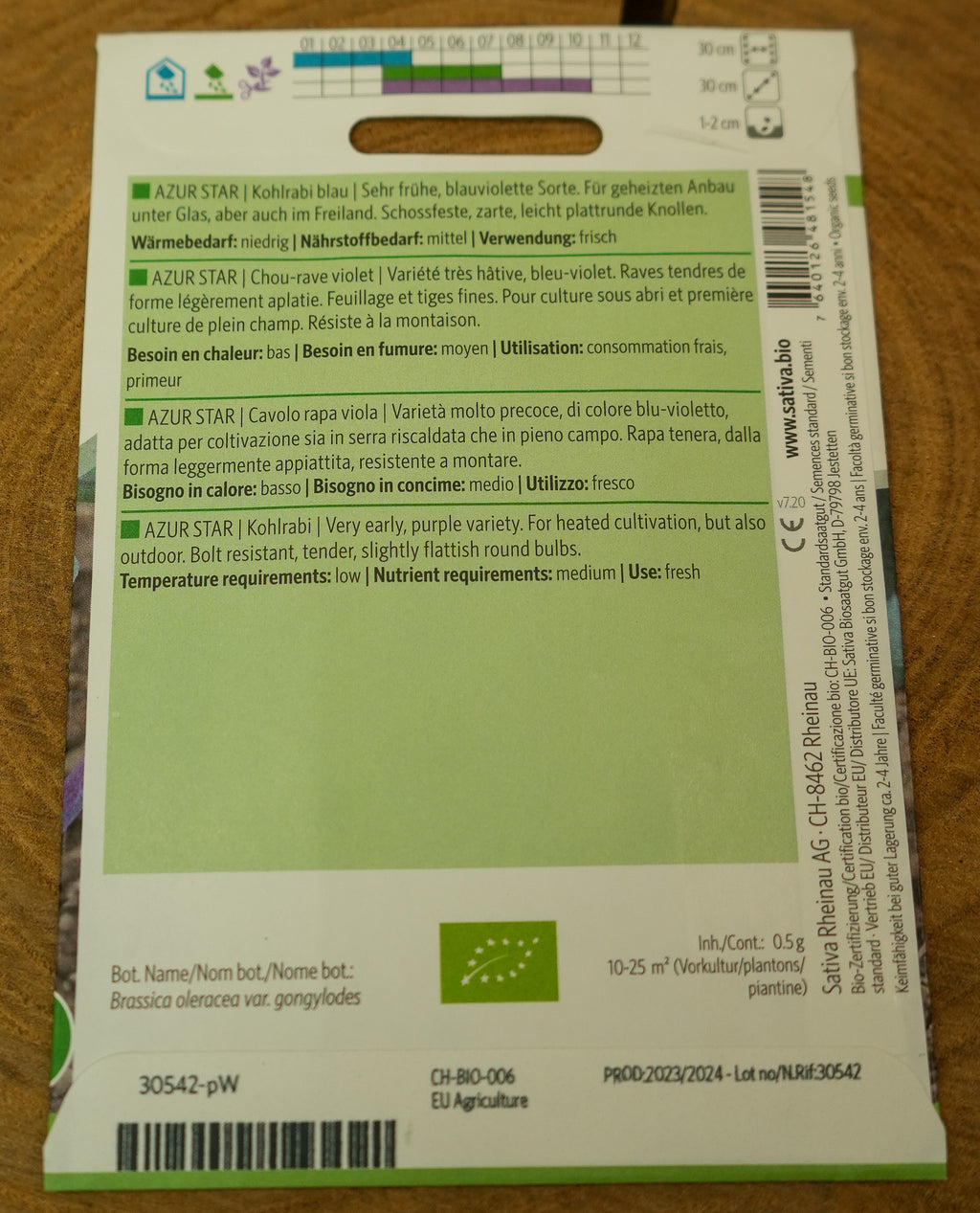 Kohlrabi "Azur Star" Sativa Saatgut