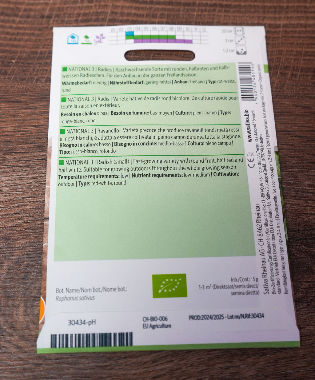 Radieschen "National 3" Sativa Saatgut