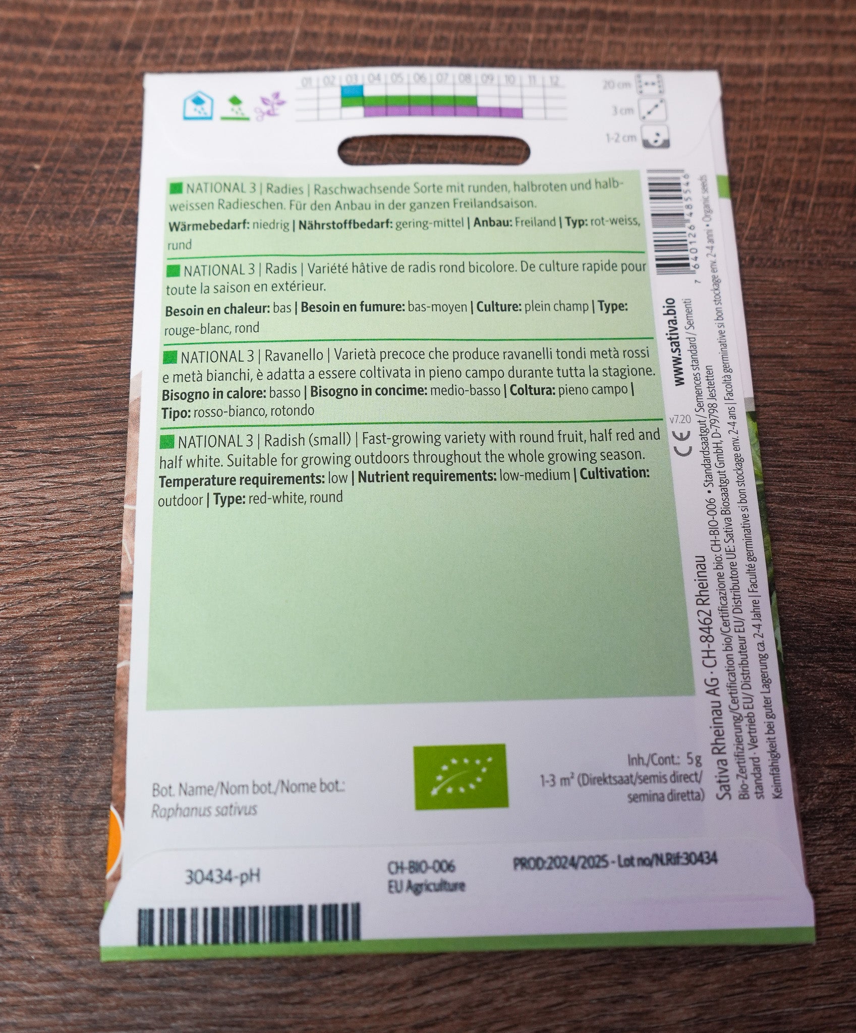 Radieschen "National 3" Sativa Saatgut