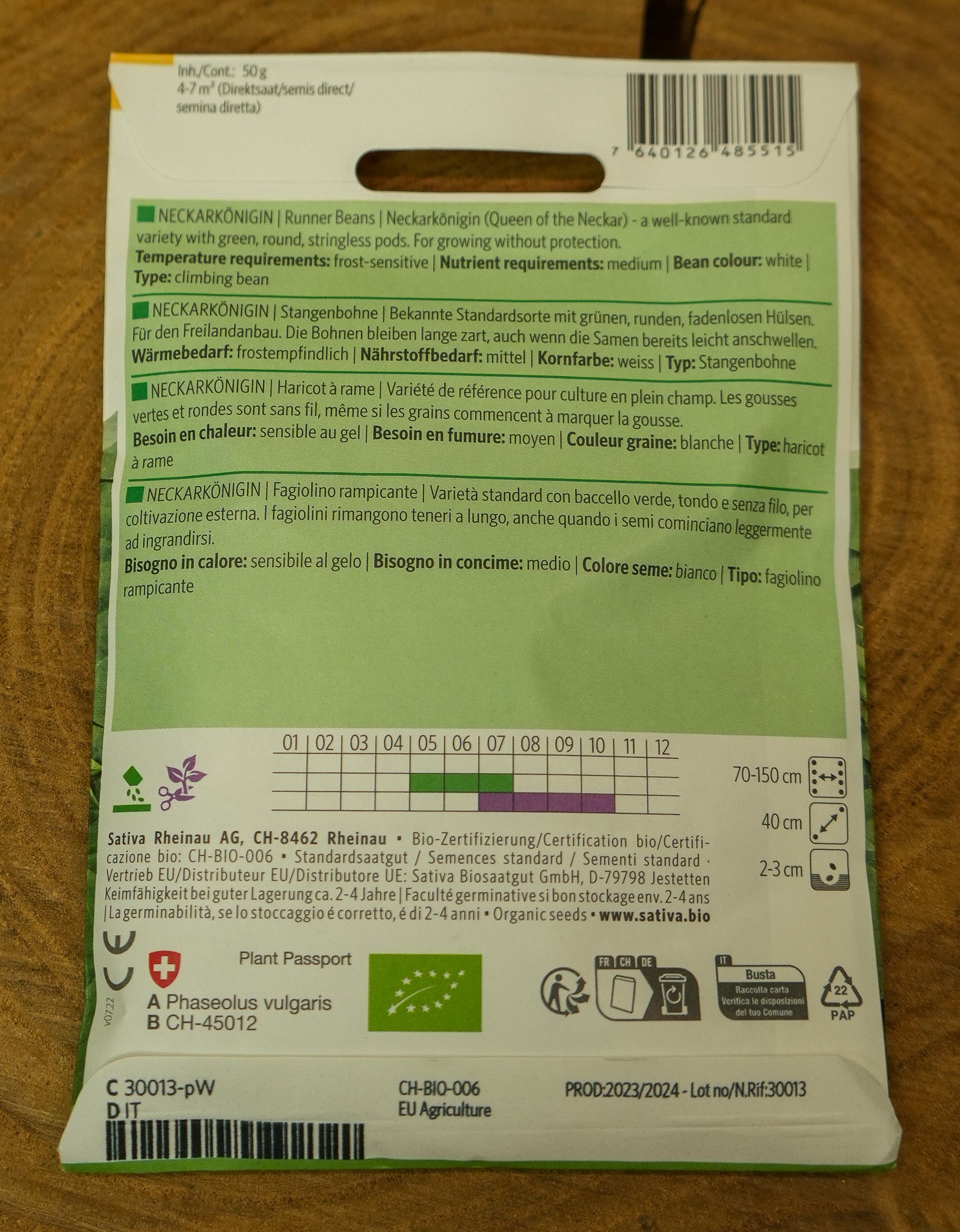 Stangenbohne "Neckarkönigin" Sativa Saatgut