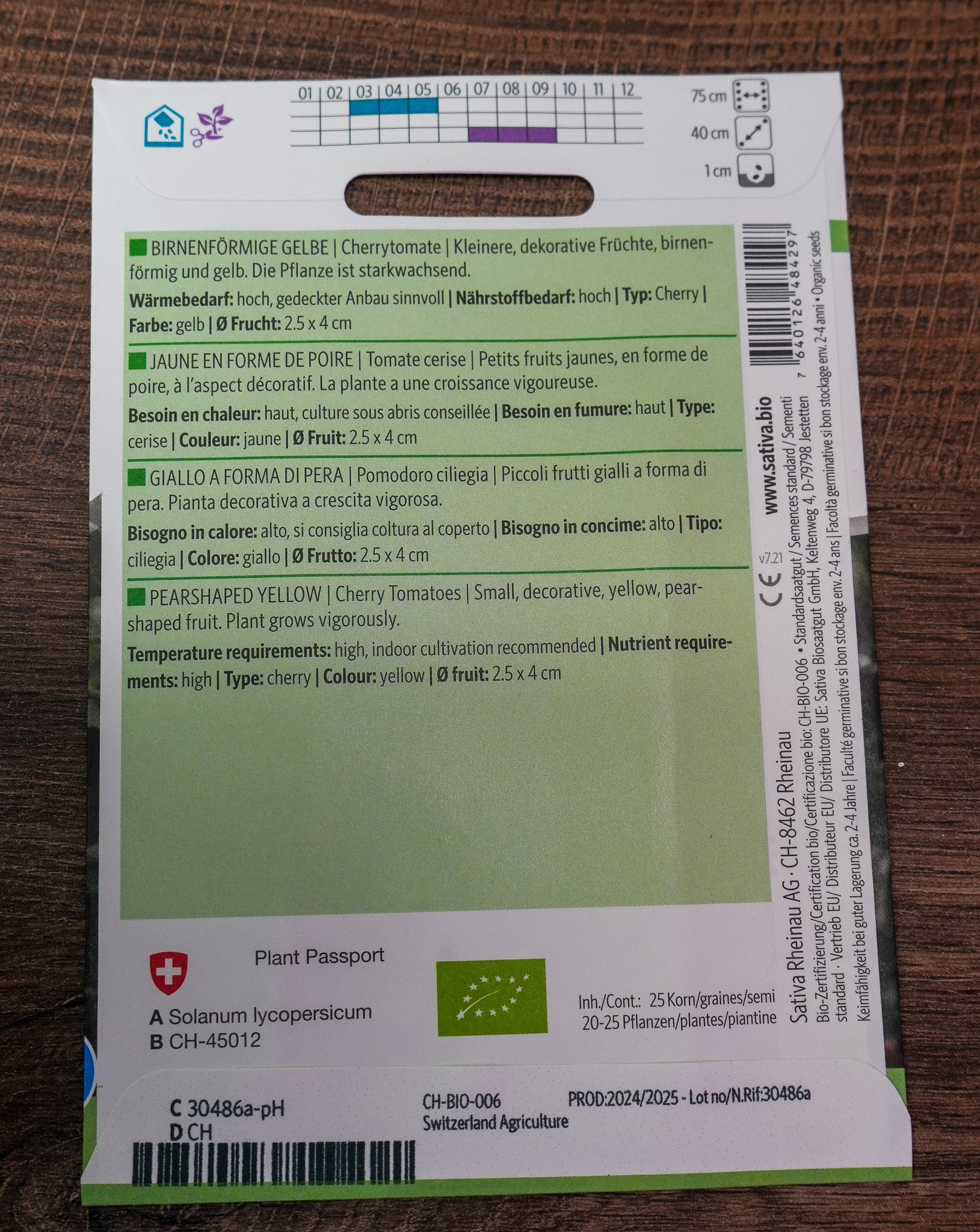 Cherrytomate "Gelbes Birnchen" Sativa Saatgut