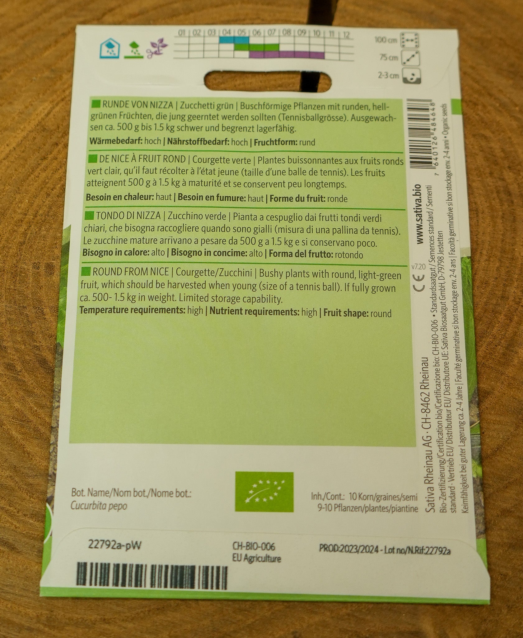 Zucchini "Runde von Nizza" Sativa Saatgut